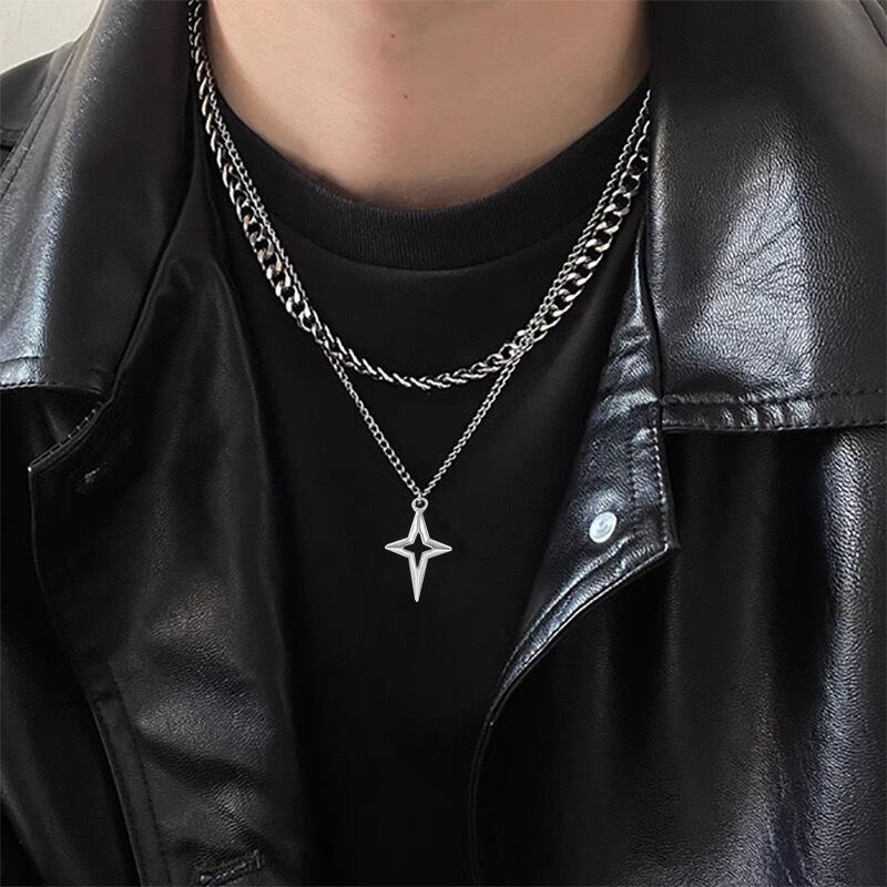 Women'S Emo Accessories - Kişiselleştirilmiş Punk Çapraz Yıldız Zincir Çift