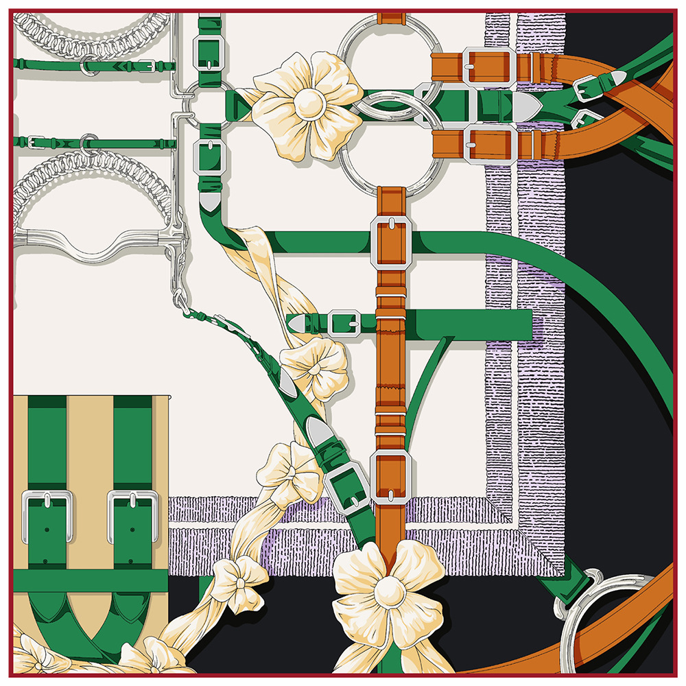 Silk Scarf Square - 90cm yeni tasarım kemer dimi ipek
