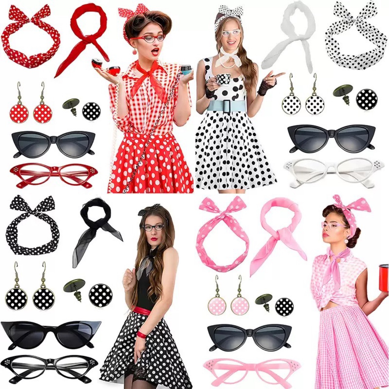 Women'S Accessories In The 1950S - 1950'ler Retro Hippi Partisi Kadın Kostümü