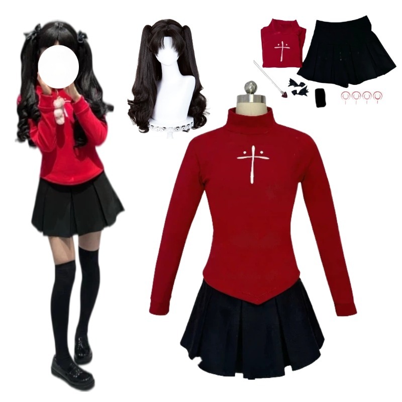 Women'S Red Accessories - Anime Tohsaka Rin Cosplay Kostüm Kırmızı