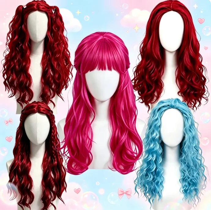 2026 Kırmızı Mavi Uzun Kıvırcı - Women'S Red Accessories incelemesi ve fiyatı
