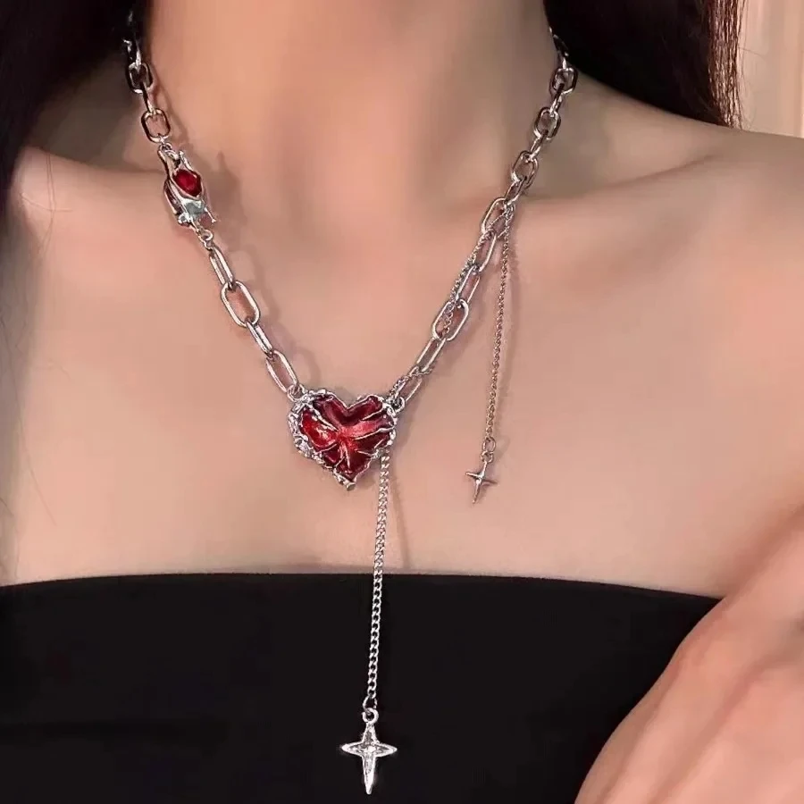 Kırmızı Lav Kalp Yıldız Çapraz - Women'S Emo Accessories incelemesi ve fiyatı
