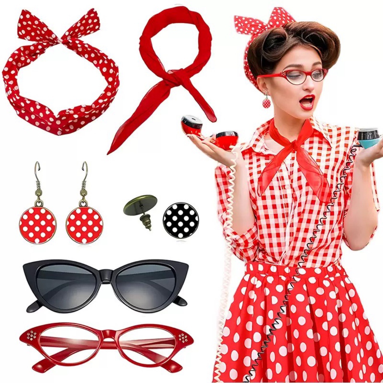 1950'ler Retro Hippi Partisi K - Women'S Accessories In The 1950S incelemesi ve fiyatı